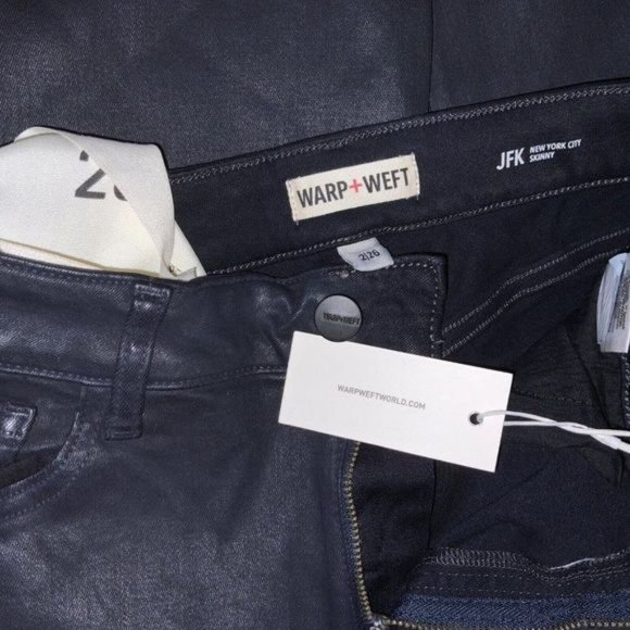 $98 Warp + Weft JFK Skinny Jeans Dark Navy Coated Stretch Denim Size 2 26x28 NWT - Picture 6 of 11